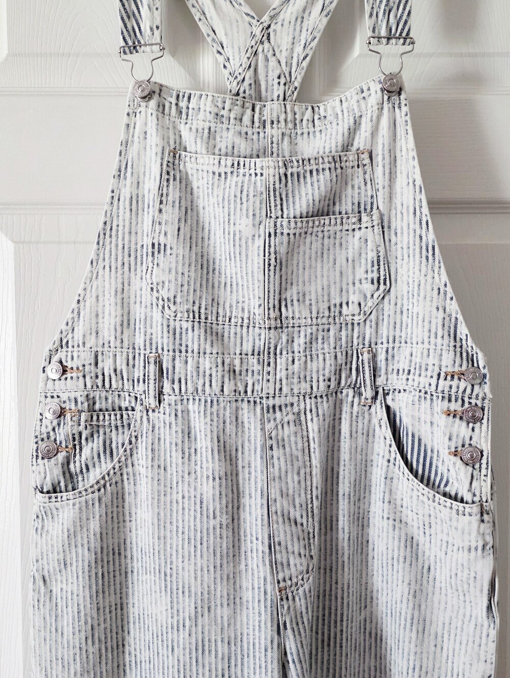 We The Free Striped Denim Overalls in Light Wash - Picture 7 of 11